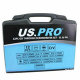 US PRO 12pc Go Through Screwdriver Set SL + PH