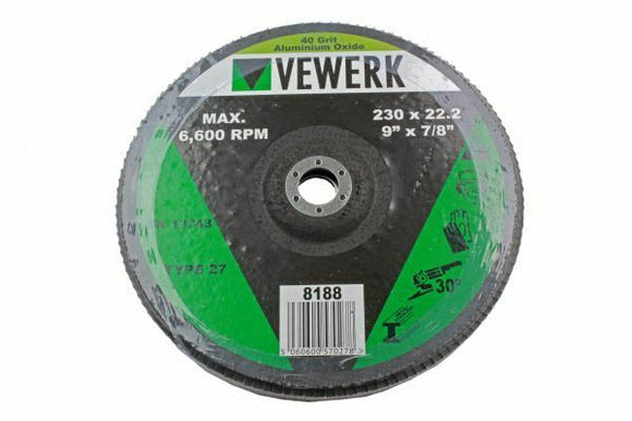 VEWERK  Flap Discs Type 27, 40 Grit, 2 Pack