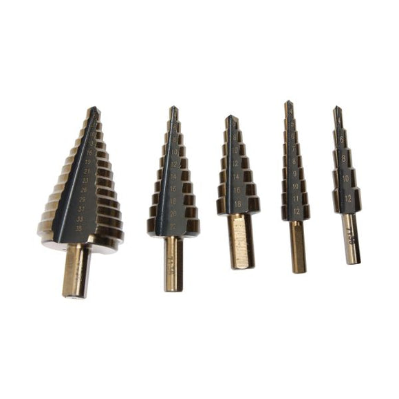 US PRO 5pc 4-35mm HSS-G+ Step Drill Set in Case