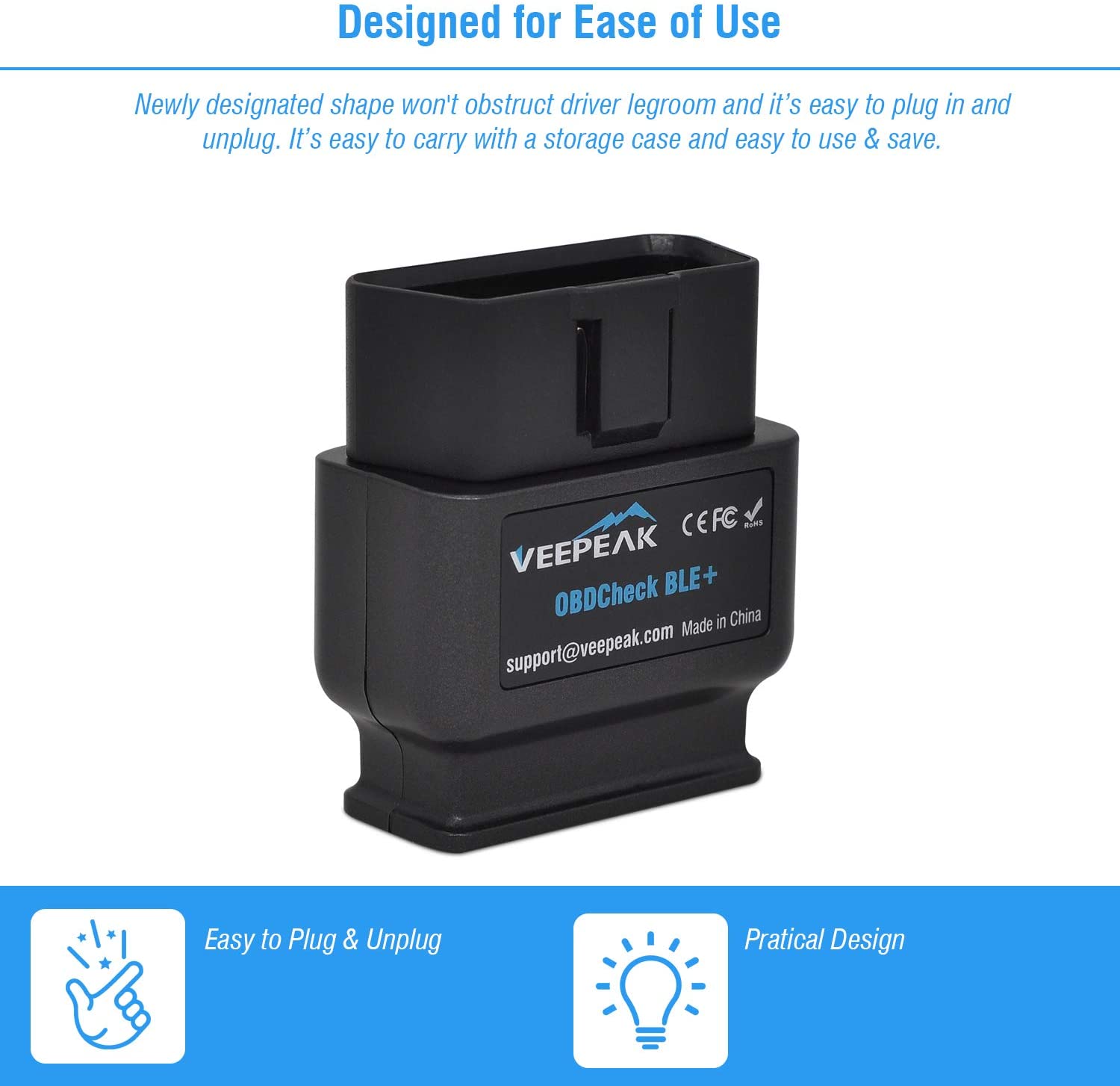 VEEPEAK OBDCHECK BLE+ Bluetooth 4.0 OBD2 Scanner for iOS & Android