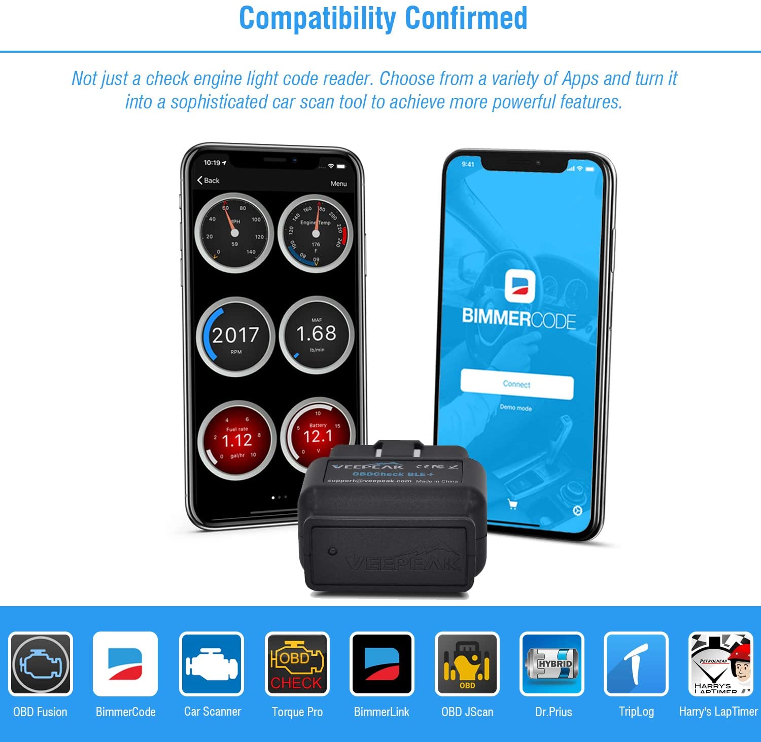 VEEPEAK OBDCHECK BLE+ Bluetooth 4.0 OBD2 Scanner for iOS & Android