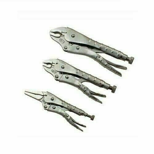 US PRO 3pc Locking Pliers Set with Ribbed Handles